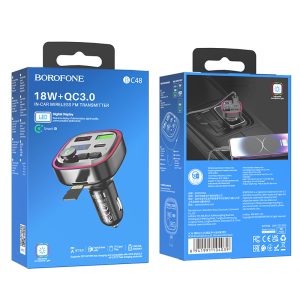 FM Трансмитер Borofone BC48 - Bluetooth-CarKit, Зарядно у-во, MP3 плеър