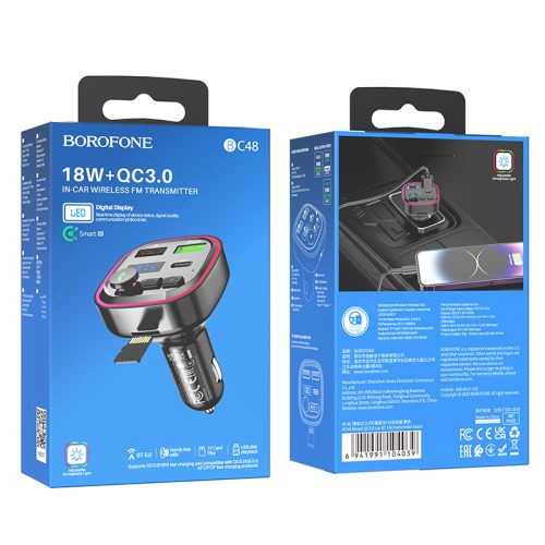 FM Трансмитер Borofone BC48 - Bluetooth-CarKit, Зарядно у-во, MP3 плеър