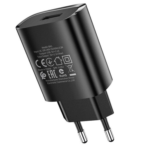 Зарядно устройство адаптер 220V BN1 - USB-A - 2,1A, Черно - Image 2