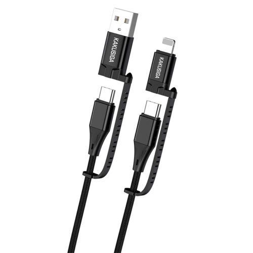 Кабел 4 в 1 - USB + Type C към Type C + Lightning - 1,2 метра, черен - Image 2