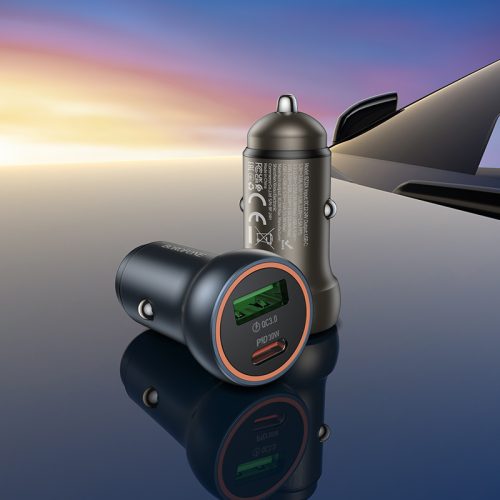 Зарядно 12/24V Borofone с USB-A и USB-C порт, QC3.0, PD 30W, 3A  с кабел USB-C към USB-C - Image 3