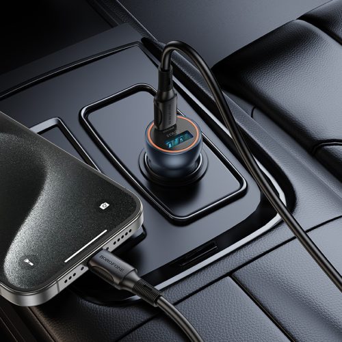 Зарядно 12/24V Borofone с USB-A и USB-C порт, QC3.0, PD 30W, 3A  с кабел USB-C към USB-C - Image 4