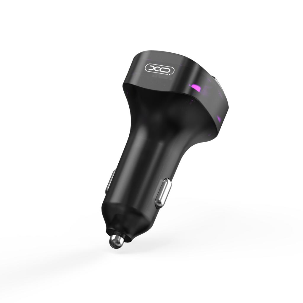FM Трансмитер XO MP3, 15W, QC, USB-A, USB-C + purple ambient light - Image 2